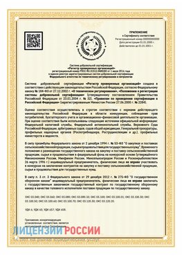 Приложение к сертификату для ИП Яхрома Сертификат СТО 03.080.02033720.1-2020